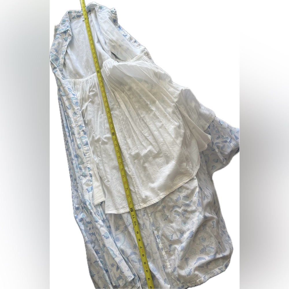 Julia Amory Floral Blue and White Maxi Shirt Dress Size S/ XS - Picture 7 of 9